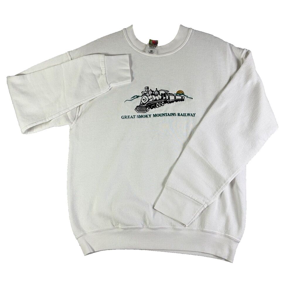 Vintage Fruit of The Loom Sweatshirt Mens Medium Great Smoky Mountains Railway
